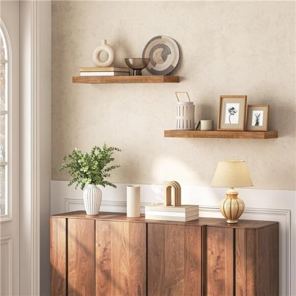 Floating Shelves for Wall, Wall Mounted Shelf Set of 2, 23.6" Hanging Shelf - Picture 4 of 7